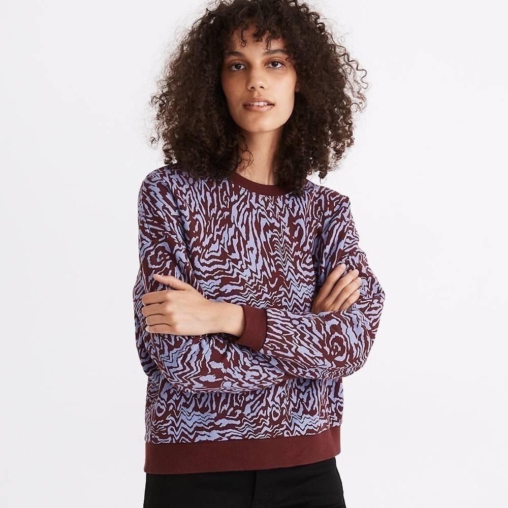 Madewell (Re)sourced Cotton Oversized Tigerized Print Sweatshirt Size Small